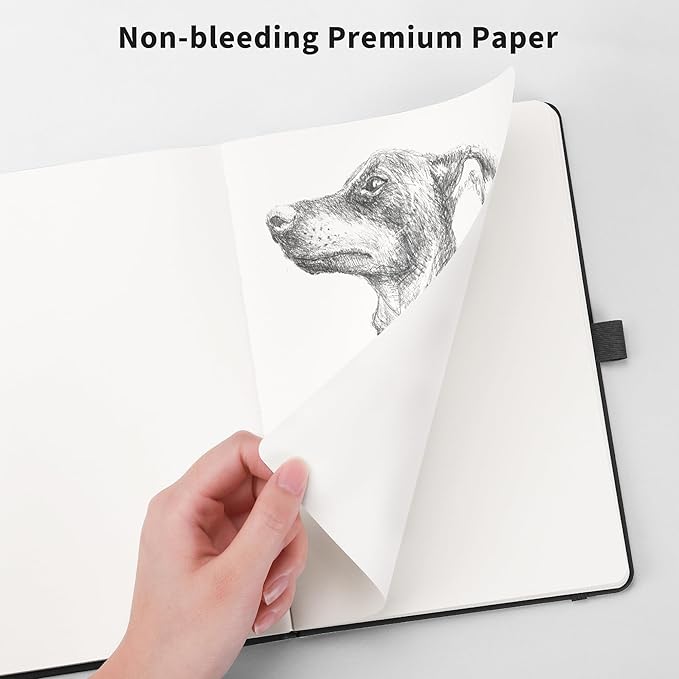 RETTACY Blank Journal Notebook, 192 Pages, A5 Medium Size (5.7'' x 8.3''), Leather Hardcover, 100 GSM Thick Paper, for Sketching, Drawing, Painting (Light Green)