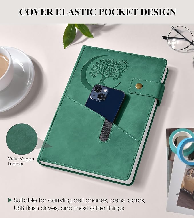 365 Page Thick Lined Journal Notebook for Men Women, A5 Leather Journals for Writing, Hardcover Notebooks for Work, School, Note Taking,Travel, Business,Personal Diary, College Ruled 5.9" x 8.4"