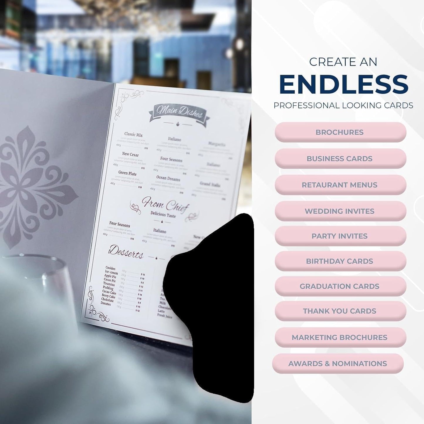 Hamilco Bright White Cardstock Scrapbook Paper Vellum 67lb cover 8.5" x 11" Card Stock 50 Pack