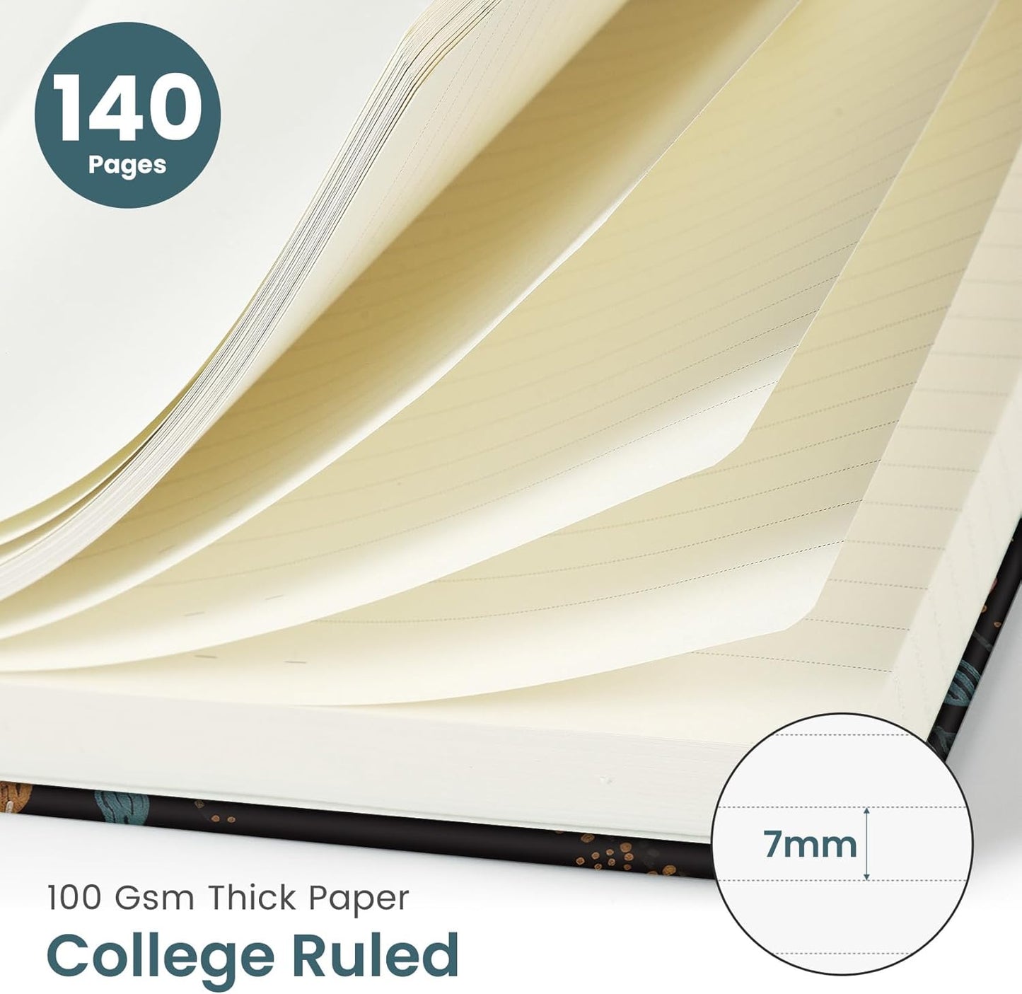 Lined Spiral Journal Notebook for Women, Cute A5 College Ruled Hardcover Notebook for Work & Note Taking, Aesthetic Pretty Journal for Writing, 140 Pages, Vintage Petals