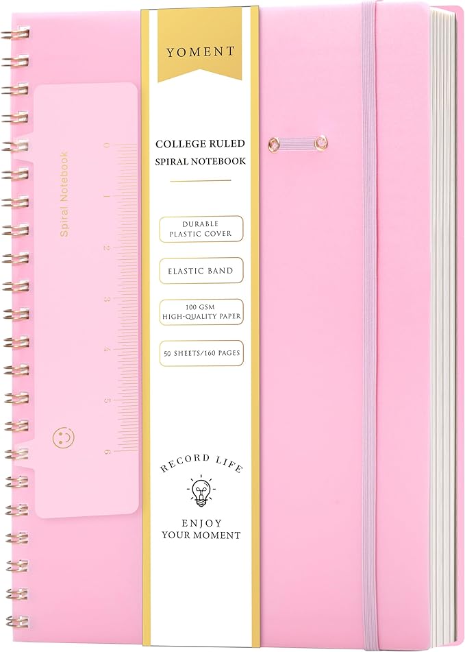 Yoment Spiral Notebook 8.5 x 11 A4 Large Notebooks for Work College Ruled Journaling Notebooks, 100 GSM Paper, Spiral Bound Journal for School Note Taking Writing, A4 Pink