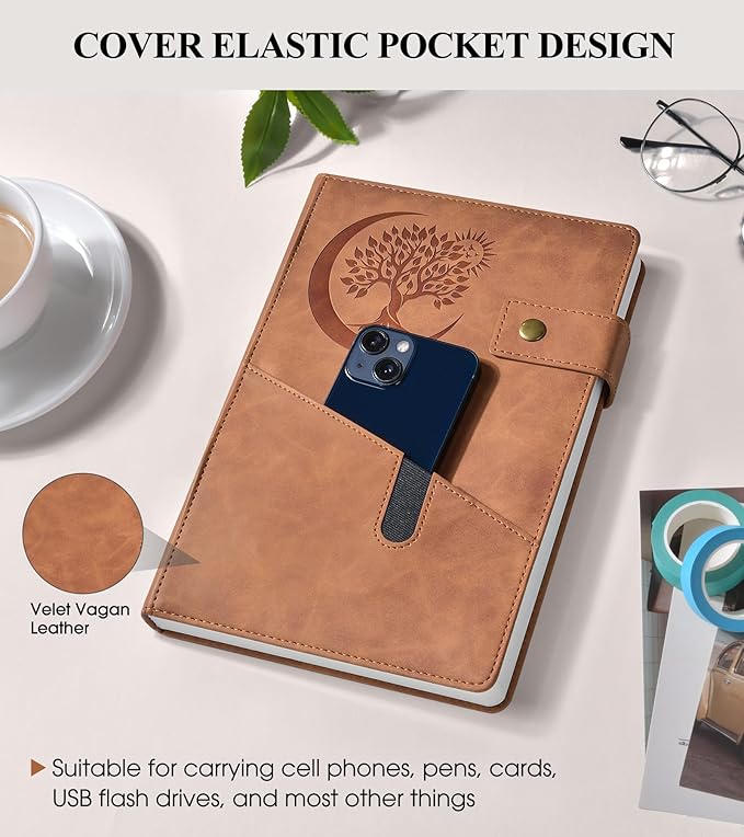 365 Page Thick Lined Journal Notebook for Men Women, A5 Leather Journals for Writing, Hardcover Notebooks for Work, School, Note Taking,Travel, Business,Personal Diary, College Ruled 5.9" x 8.4"