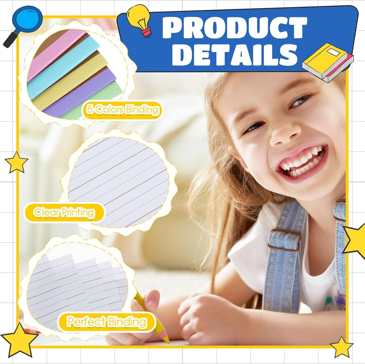 Henoyso 20 Pcs Primary Composition Notebook 9 3/4 x 7 1/2 Inch Kids Journal, Back to School Supplies, K-2 Primary Writing Notebook for Kids Student Draw and Write Story Journal (Macaron Color)