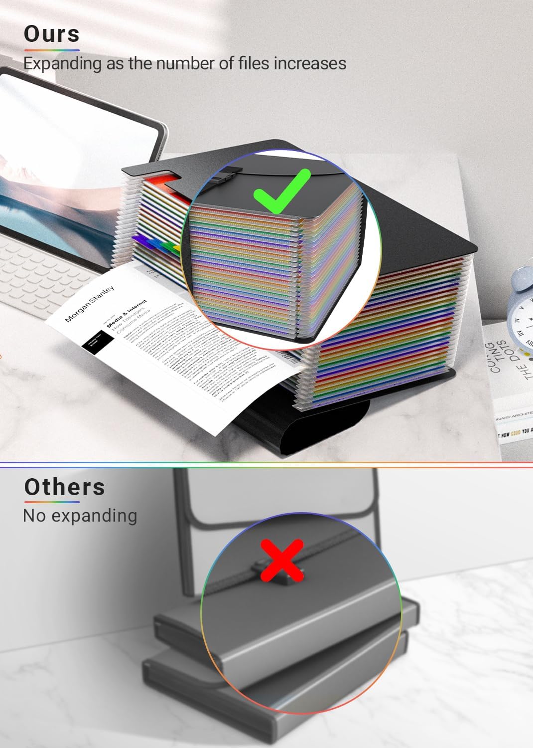 25 Pockets File Organizer with Plastic Handle,Expanding File Folders for Receipt,Paper,Documents,Monthly tab Including in Accordion File Folder Organizer,Perfect Filing Folder Matte