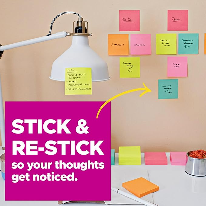 Post-it Super Sticky Dispenser Pop-up Notes, 18 Sticky Note Pads, 3 x 3 in., 2X The Sticking Power, School Supplies and Oﬃce Products, Use with Post-it Note Dispensers, Energy Boost Collection