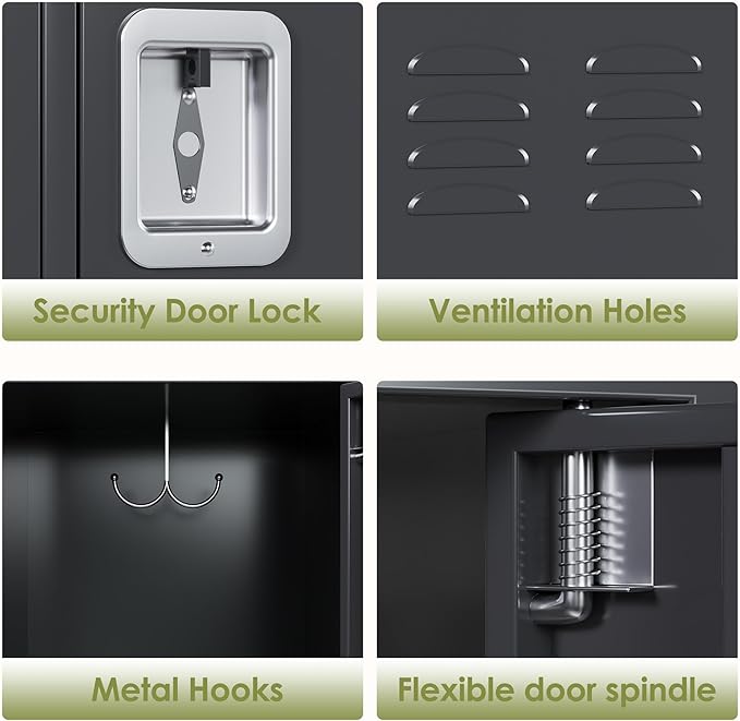 Metal Lockers for Employees with 12 Door and 12 Hooks,Metal Storage Locker with Lock for School Office Gym Bedroom,Assembly Required,Dark Grey