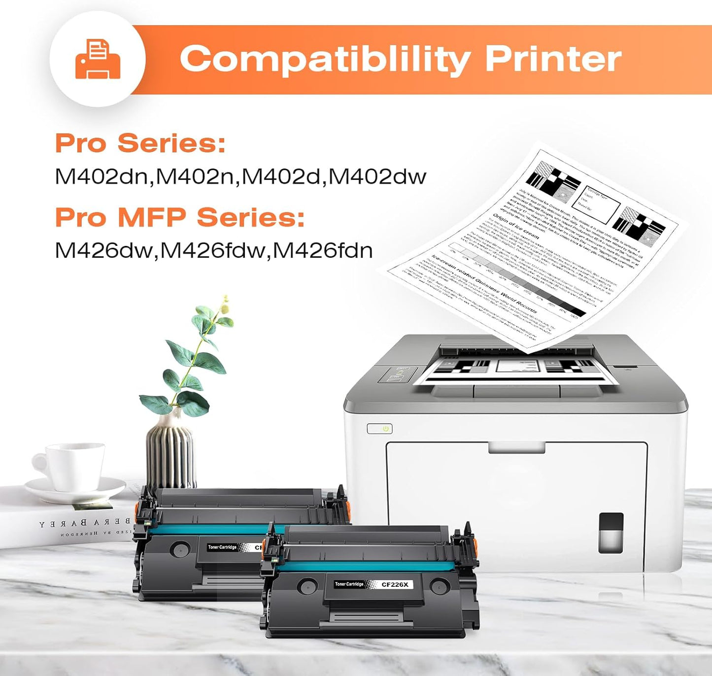 26X CF226X Toner Cartridge Compatible with HP 26X CF226X Cartridge for M402n M402dn M402d M402dw MFP M426fdw M406dw M426fdn Printer Toner