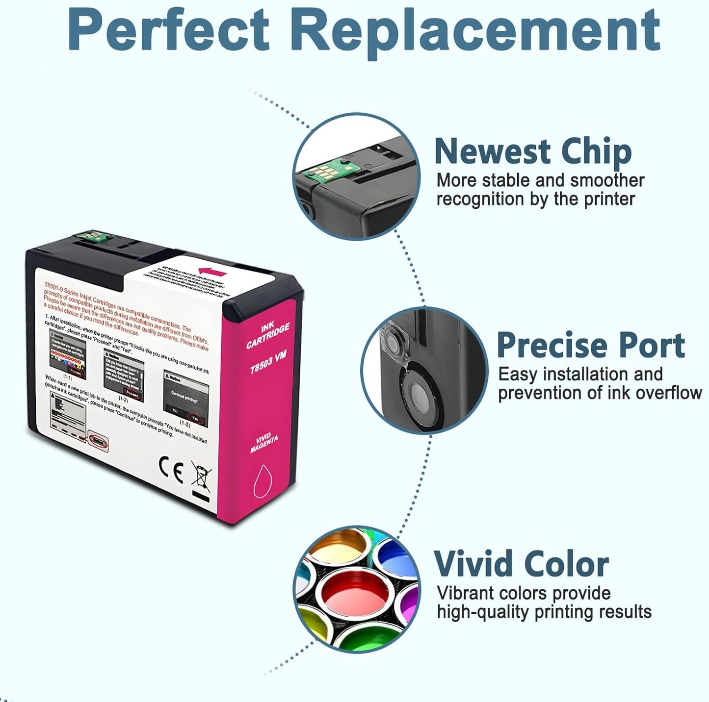 T850 Ink Cartridge T8503 T850300 Remanufactured Work for SureColor P800 (1-Pack, Vivid Magenta)