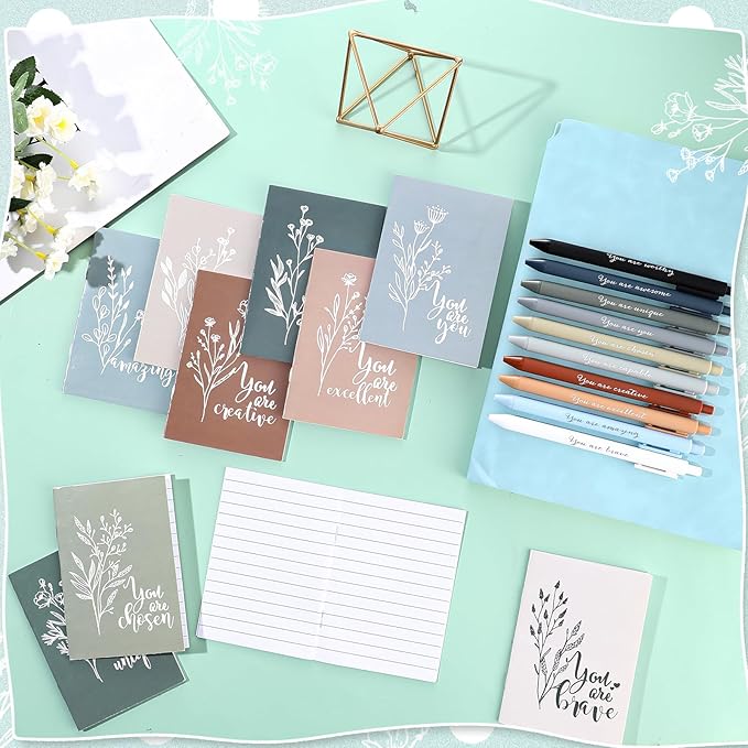 40 Pcs Inspirational Notebooks Motivational Mini Notepads Bulk Aesthetic Mini Notebook with Pen Employees Appreciation Gifts for Social Worker Coworkers Teachers Office (Neutral Colors)