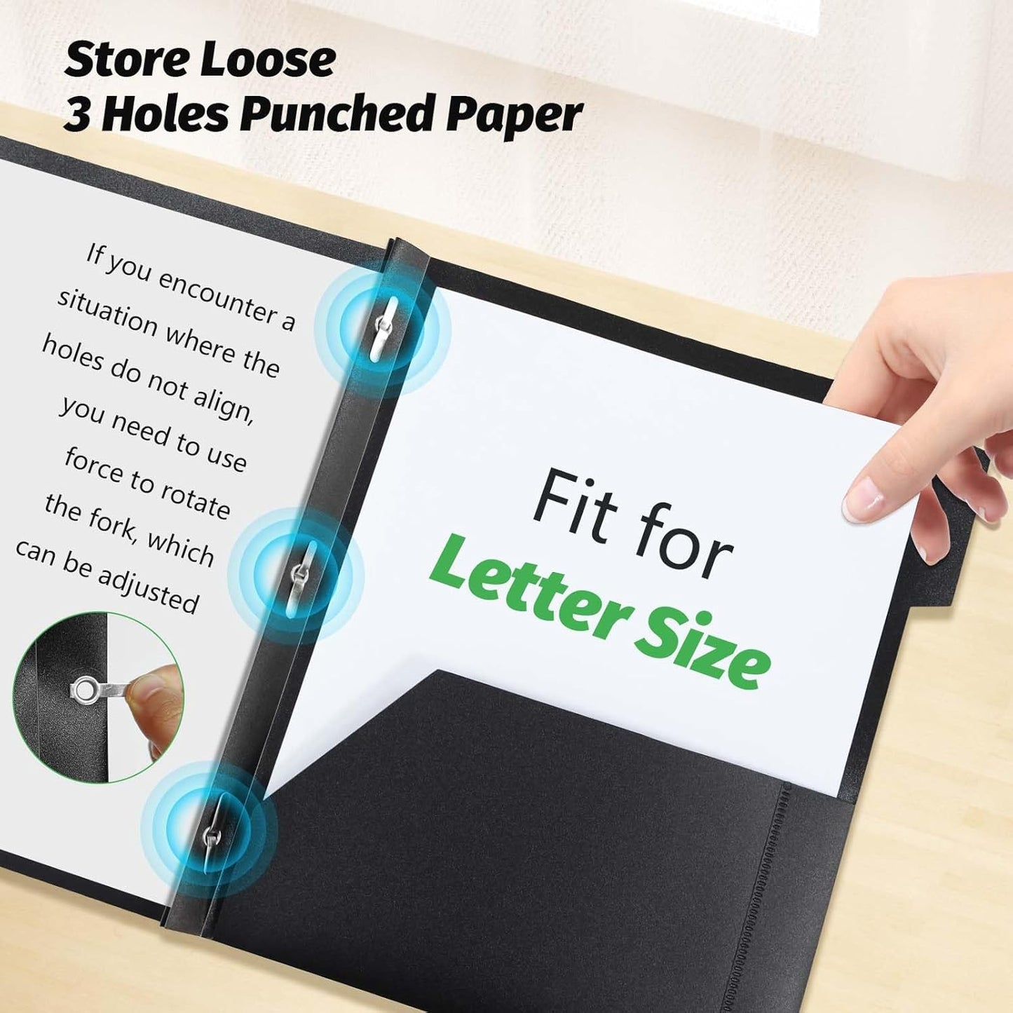 Plastic Folders with Pockets and Prongs,12 Pack 2 Pocket Folders with 3 Fasteners,Upgrade Tabs,Heavy Duty Pocket Folder with Brad, Black Folders with Card Slot,Colorful Labels,Letter Size