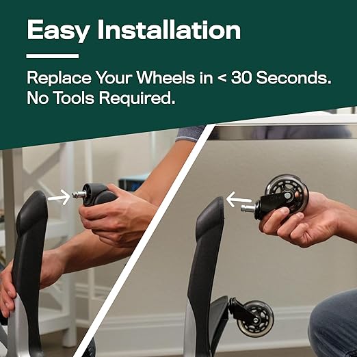 The Office Oasis Original Roller Style Office Chair Wheels (As Seen On PBS) - Only Compatible with IKEA Brand Chairs