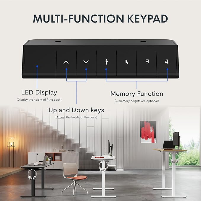 FLEXISPOT Standing Desk 63 x 24 Inch Adjustable Height Desk Home Office Computer Workstation Sit Stand Desk, White Top + White Frame