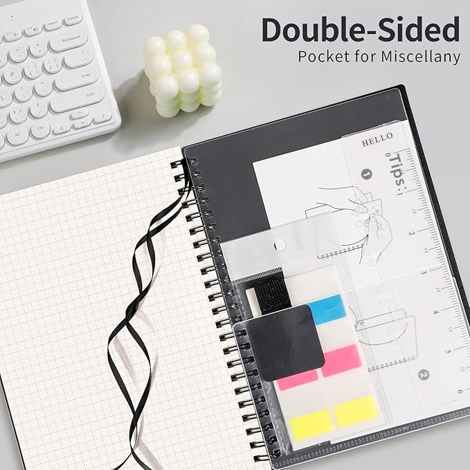 AHGXG Graph Paper Notebook - Spiral Notebook Journal 160 Pages, A5 Graph Notebook 5.7" x 8.3", 100 gsm Thick Grid Paper, Waterproof Plastic Cover, for School Writing Engineering Math, Black