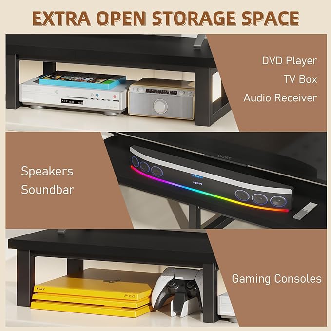 45" Large TV Riser for 32-60 inch TV, TV Riser Stand Shelf with Steel Legs, Tabletop TV Stand Riser for Home Office,Black