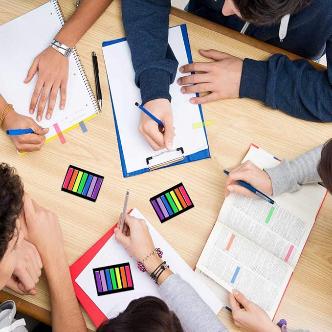 SIQUK 4200 Pieces Page Marker Tabs Colored Sticky Page Tabs Page Flags Fluorescent Tape Flags Index Tabs, 30 Sets 7 Colors