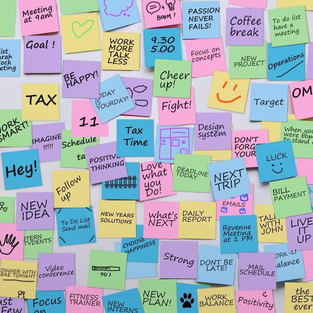 MyLifeUNIT Sticky Notes 3x3, Bulk Pack 108 Note Pads 10800 Sheets for Daily Reminder, Self-Stick Notes with 6 Assorted Colors for Office School Home Notebook Supplies