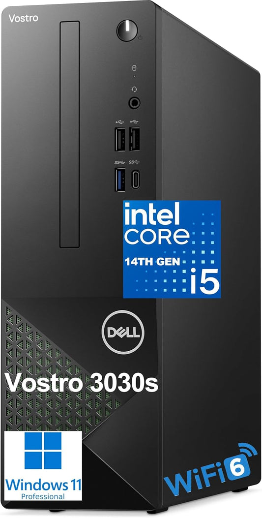 Dell Vostro 3030s Small Desktop SFF Business Computer, 14th Gen Intel 10-Core i5-14400 (Beat i7-13620H), 16GB DDR5 RAM, 512GB PCIe SSD, WiFi 6, Bluetooth, Type-C, DisplayPort, HDMI, Windows 11 Pro