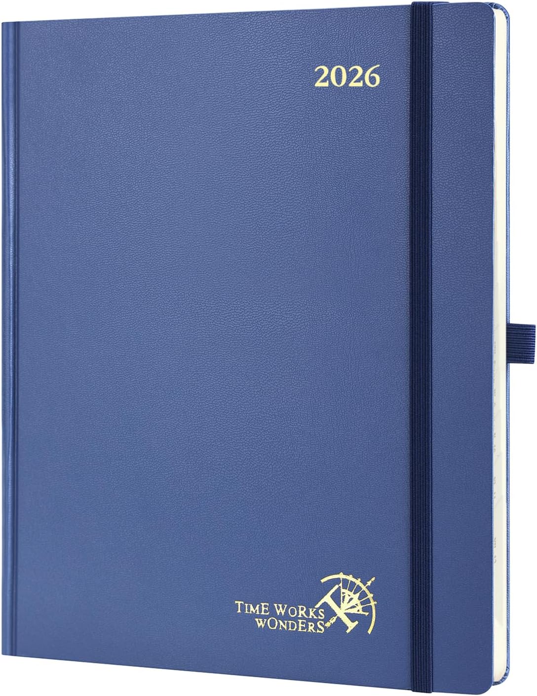 POPRUN 2026 Planner (Large Size 8.5''x 10.5'' Hardcover) - Daily Weekly and Monthly Calendar Agenda 2026 Appointment Book with Hourly Time Slots, Monthly Tabs, 100 GSM - Navy Blue