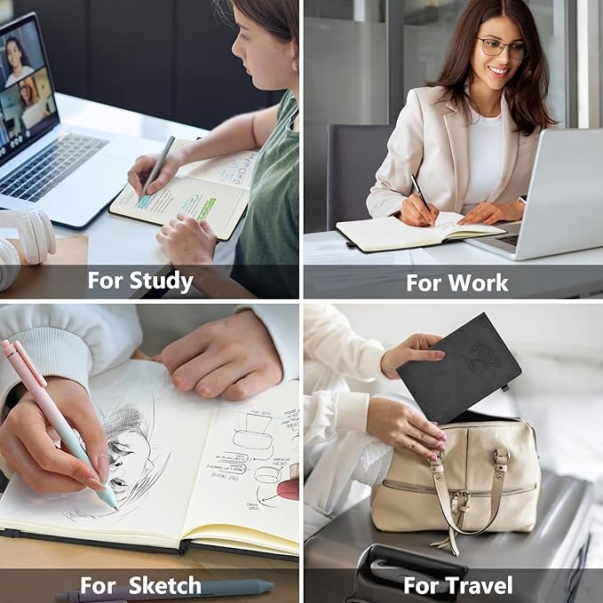 PERCUN Lined Journal Notebook for Men & Women, 160 Pages College Ruled Journal for Writing, A5 Hardcover Leather Notebooks for Work, School, Business, Travel, Daily Diary 5.9" x 8.5" - Black