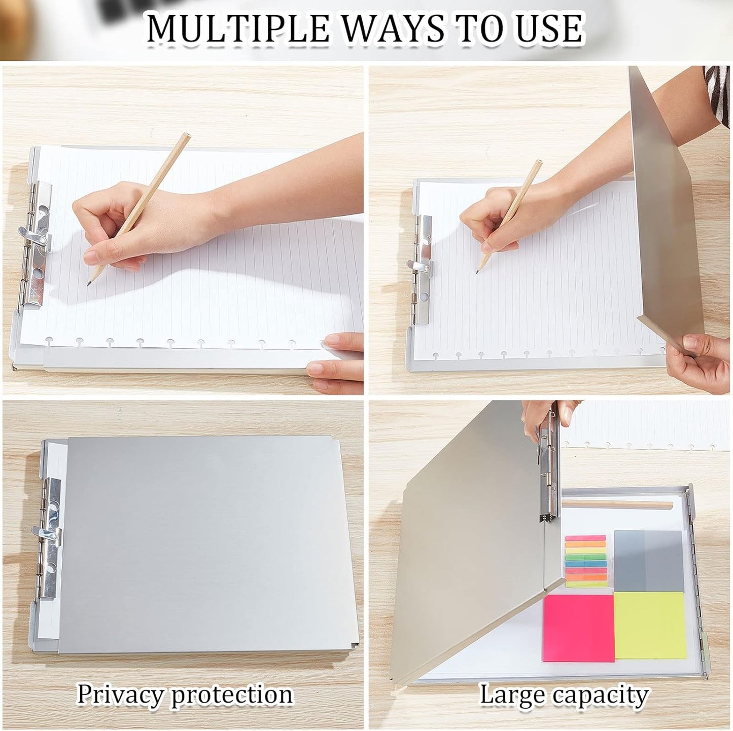 Henoyso Metal Storage Clipboard Bulk Heavy Duty Aluminum Clip Board for Teacher Contractor Medical Construction Office School Classroom, 12.6x9.2x1 Inch, Fit Letter Size 8.5x11 Inch Paper(1 Pcs)