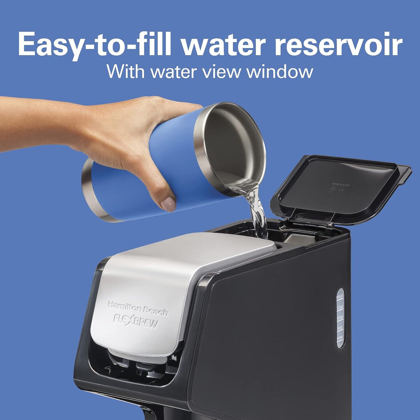 Hamilton Beach FlexBrew Single Serve Coffee Maker, Compatible with Pod Packs and Grounds, 14 oz. Water Reservoir, Slim Design, Fast Brewing, Black (49900)