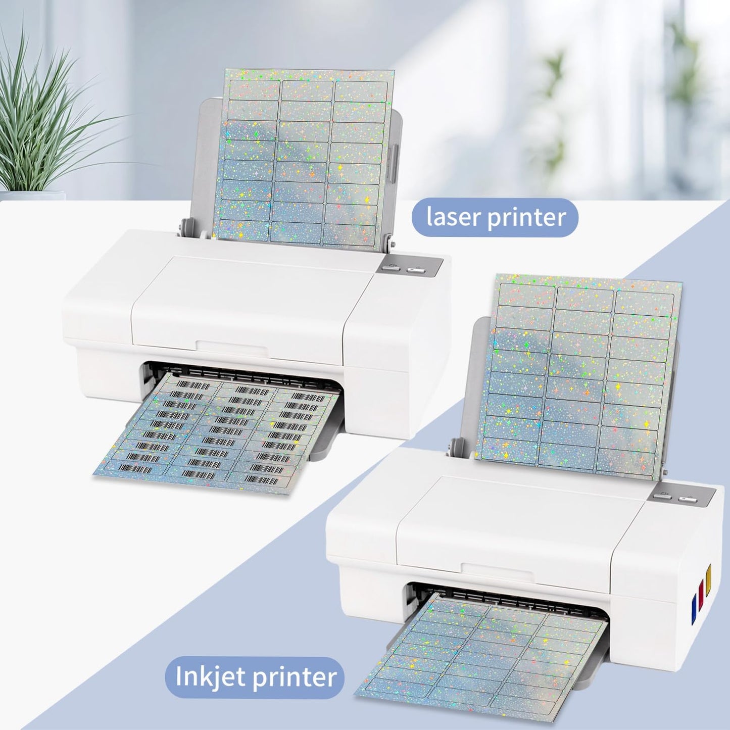 STARLIBOO 1" x 2-5/8" Address Labels- Holographic Color Stickers for Laser/Inkjet Printer mailing Labels 8.5"×11"- Holographic Star