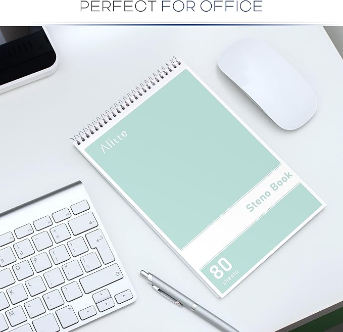 Steno Pads Spiral 6x9-12 Pack Pastel Colors - Perfect for Work, School, and Home Use, Easy Tear-Off Pages, Gregg ruled, White Paper - No Ink Bleeds - 80 Sheets