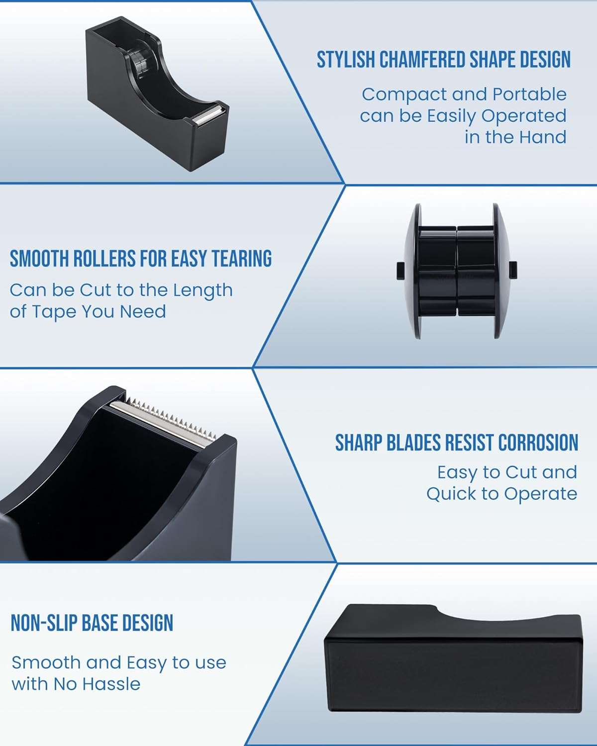 Lichamp Bulk Tape Dispenser with Refill Rolls, 120pc Clear Tape Rolls with 10pc Desk Dispenser for Office and School, 3/4 x 1000 Inches