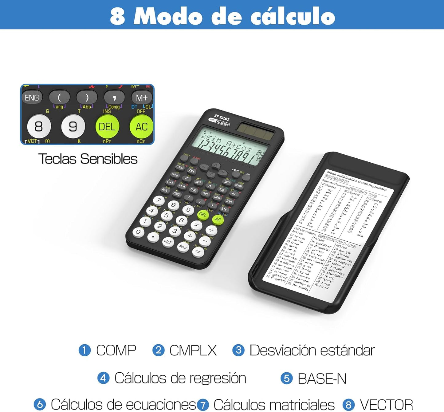 Scientific Calculator for Students, 991 MS Science Calculator for Middle and High School Supplies Calculator with Cover (Black)