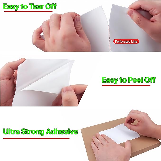 Fanfold 4 x 6 inch Thermal Labels Stack Direct White Strong Adhesive Perforated Postage Shipping Printer Compatible with Zebra SNBC Epson Rollo (3000, Fanfold)