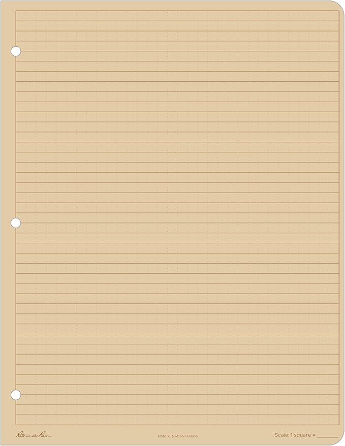 Rite in the Rain Looseleaf Paper,Universal, Beige, 11 x 8.5 x 0.5, PK100