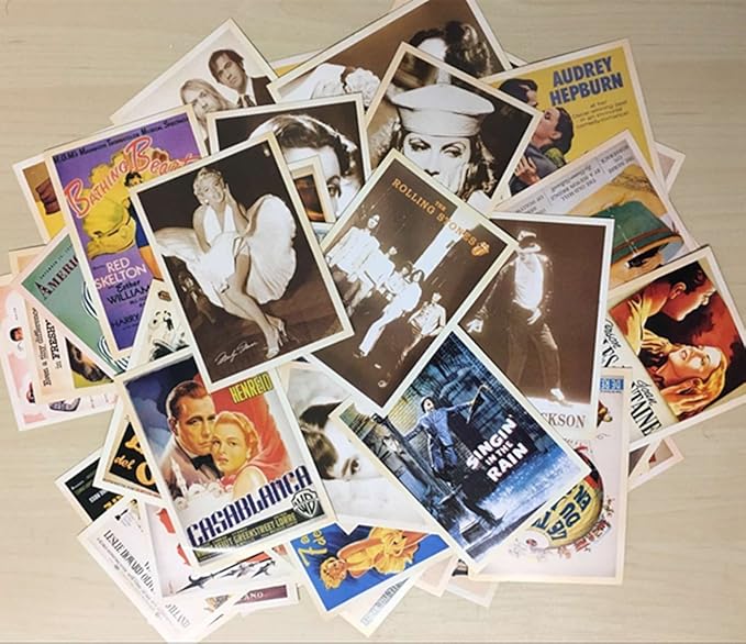 DreamHigh 64 pcs Collectible Vintage Ads & Movie Poster Postcards Bulk Pack