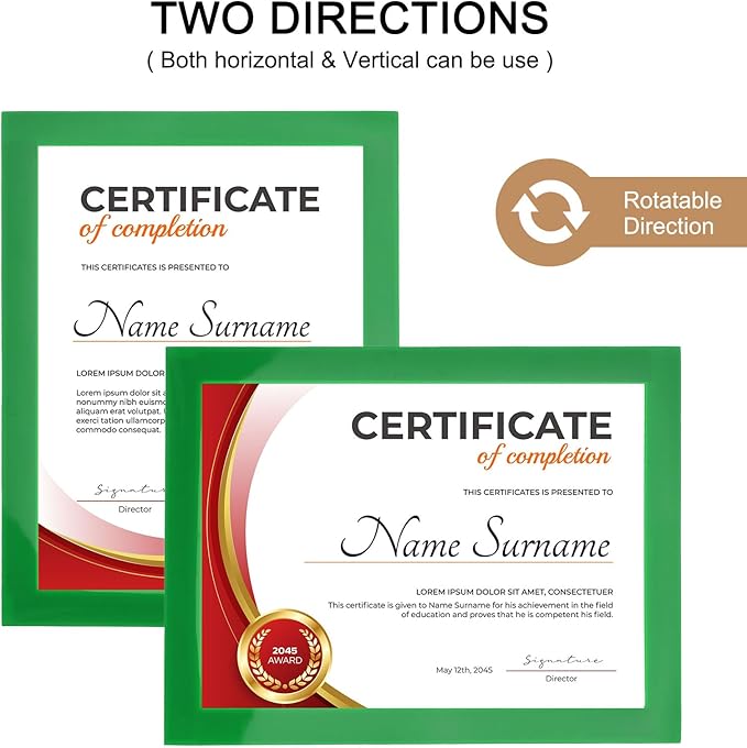 uxcell 3 Pcs Magnetic Sign Holder, 5" x 7" Self-Adhesive Magnetic Wall Signs Holder Magnetic Picture Frame Document Holder for Home Office Wall Window Displays, Green