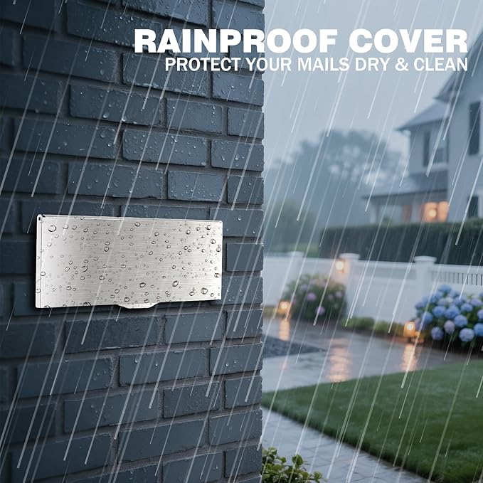 Pochar Through The Wall Drop Box with Lock - Wall Mailbox with Rainproof Cover & 10inch Adjustable Chute - Heavy Duty Locking Key Drop Box Deposit Safe for Mail, Rent, Cash, Payment (Off-White)