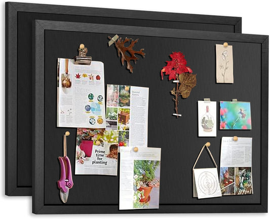 2 Pack Large Bulletin Board, 23 "x17 Black Cork Boards for Walls with Frame, Pin Display Board Vision Board for Home School Office Decor