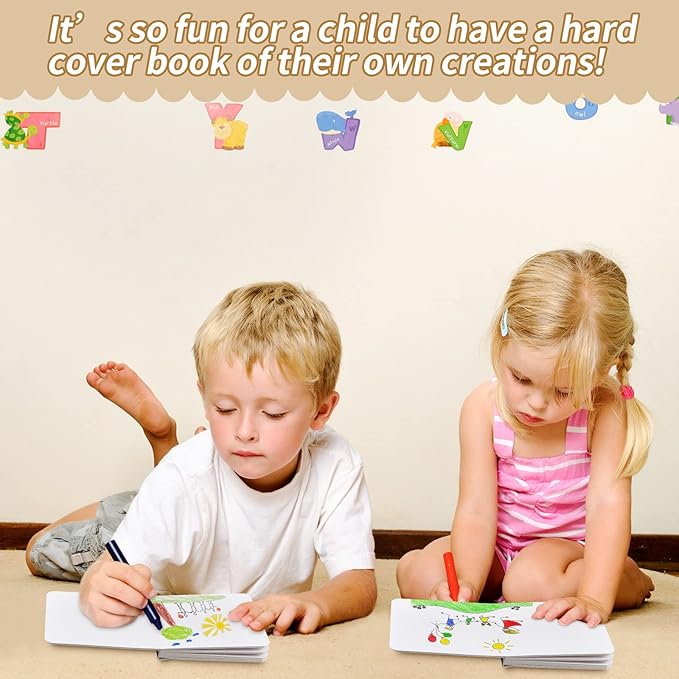 Gueevin 4 Pcs Hardcover Blank Board Book for Kids Chunky Thick Pages Book for Students Adults Sketching Drawing Writing School Office (5 x 5 Inch)