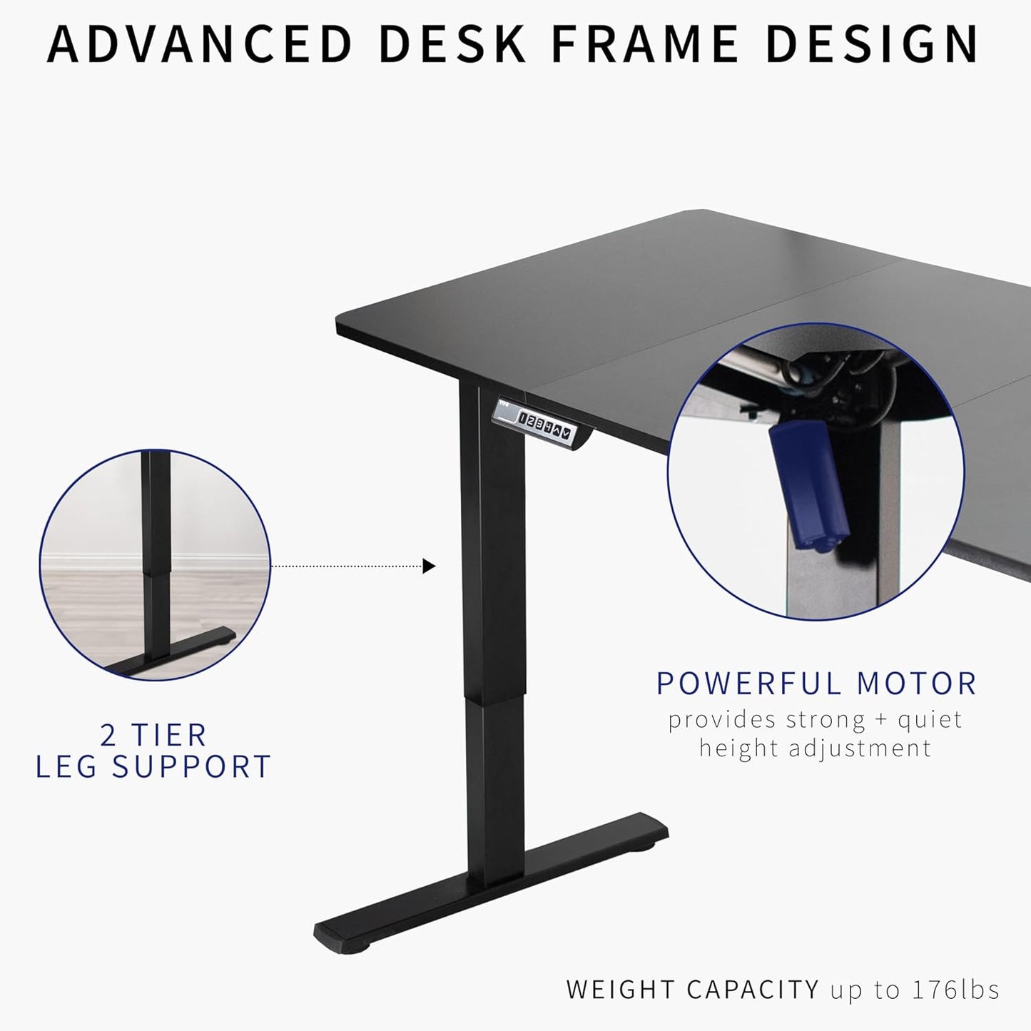 VIVO Electric 60 x 30 in Standing Desk, Memory Height Adjustment, 1B Series, White Top Black Frame, DESK-KIT-1B6W-30