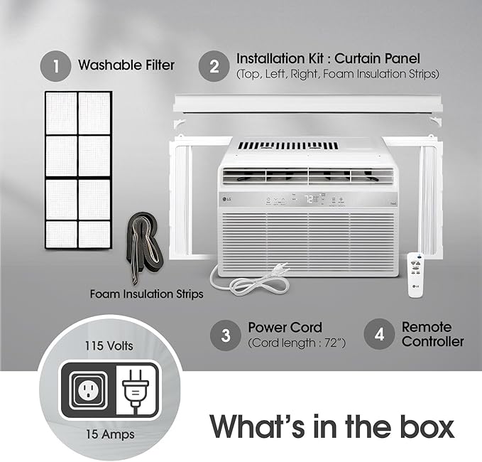 LG LW8024RSM, White 8,000 Smart Air Conditioner with Dehumidifier, 115V, Medium Rooms up to 350 Sq. Ft, Window Unit AC with Remote Control, 3 Speeds, Auto-Restart, 24-Hour Timer, 8000 BTU