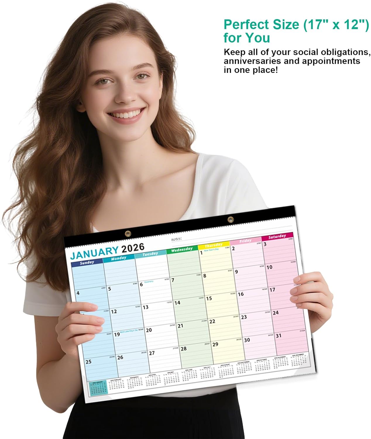 Desk Calendar2026-2027, With 3 sticker, 18 Month Calendar Running to June 2027-17" x 12" Desktop/Wall Monthly Calendar for Homeschool or Office