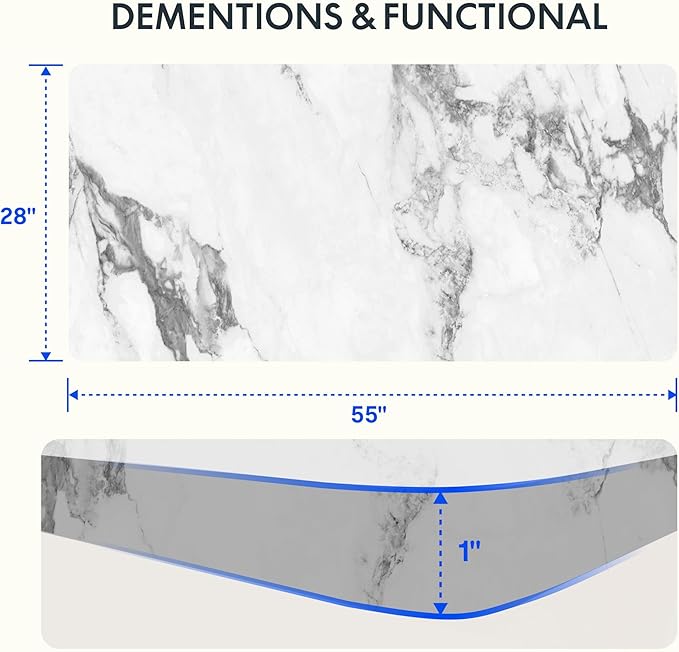 FLEXISPOT EN1 One-Piece Standing Desk 55 x 28 Inches Stand Up Desk Workstation Home Office Computer Height Adjustable Desk (White Frame + Marble Gray Top, 2 Packages)