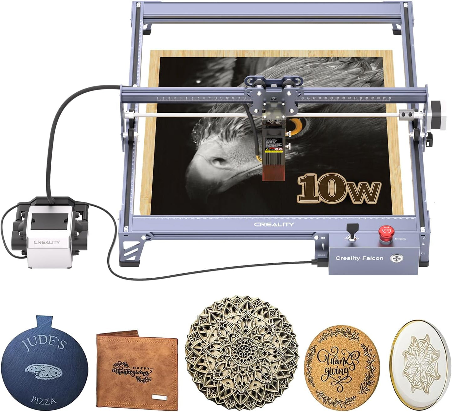 Creality 72W Output Power Laser Engraver, Falcon Pro 10W with Air Assist Laser Engraving Machine, CNC Machine Laser Engraver for Wood and Metal, Paper, Acrylic, Leather