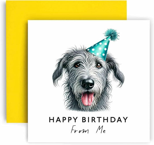Huxters Birthday Card from the Dog – Irish Wolfhound - Happy Birthday to Dog Mum and Dog Dad – Birthday Card from the Dog to Friends Family First Birthday (Irish Wolfhound)