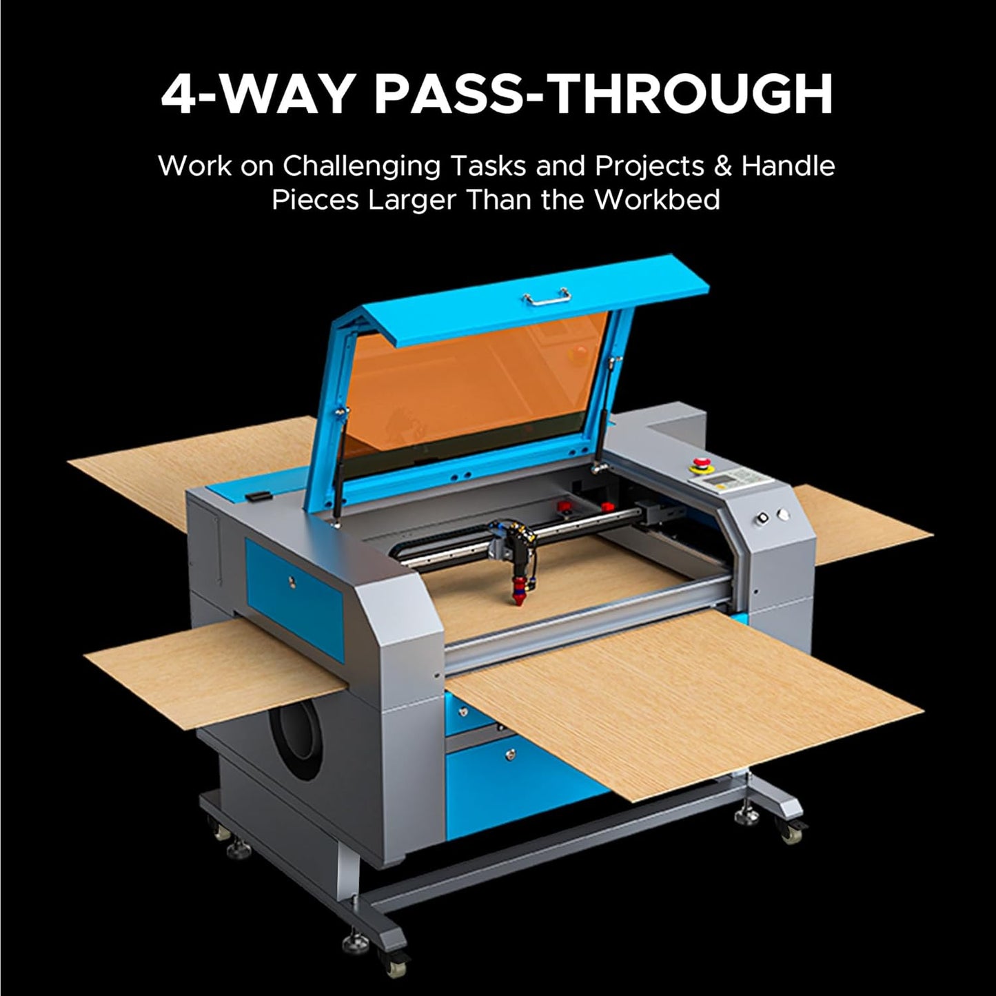 OMTech 90W CO2 Laser Engraver, 28"x20" Cutting & Engraving Machine with Autofocus, Air Assist, 4-Way Pass, Autolift, RDWorks, for Wood, Glass, Acrylic, Leather, Cardboard