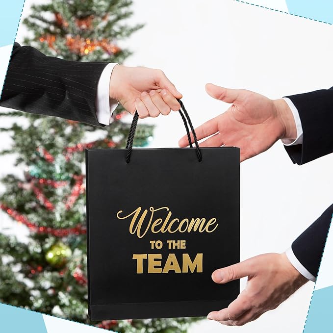SaieGlossy New Employee Welcome to The Team Gift Sets Notebook and Pen Welcome to The Team Box Employee Appreciation Gift Sets for New Office Worker(Black)