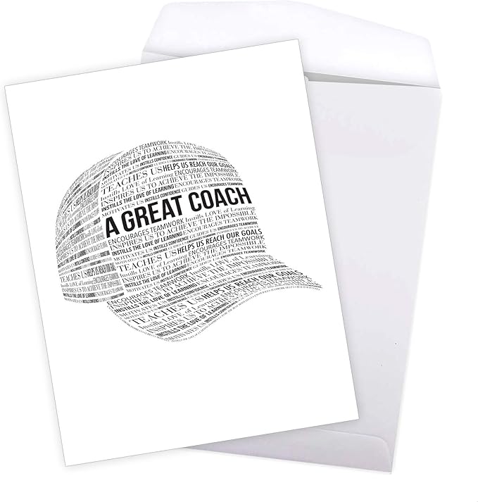 NobleWorks - 1 Jumbo School Teacher Thank You Notecard From US, Everyone w/Envelope (8.5 x 11 Inch) Team Sports Athlete Gratitude, Coaches and Mentor Notecard - Great Coach Thank You J6767TYG-US