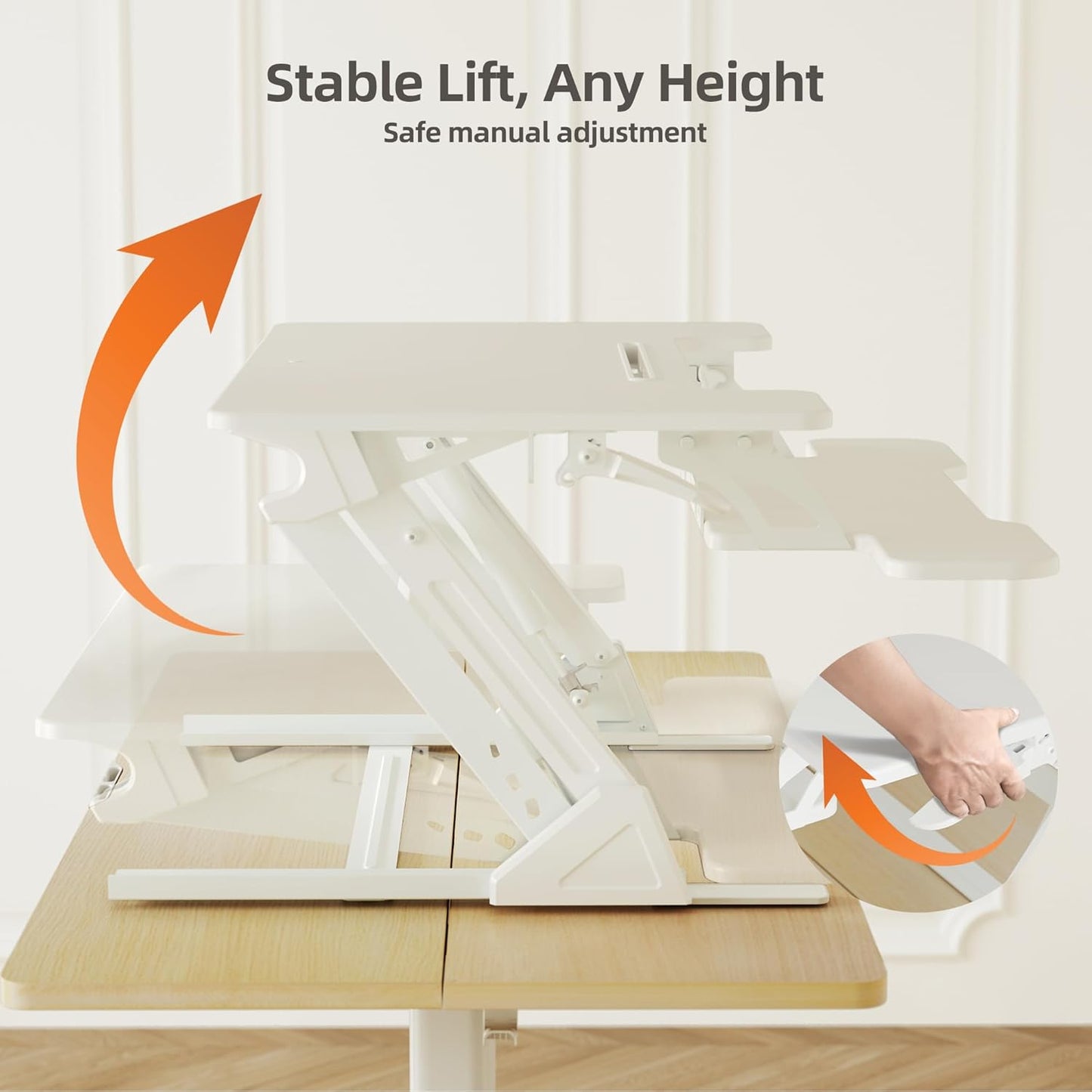 Claiks Standing Desk Converter 32 inch, Height Adjustable Sit Stand Up Desk Riser, Quick Sit to Stand Tabletop Dual Monitor Riser Workstation for Home Office with Keyboard Tray, White