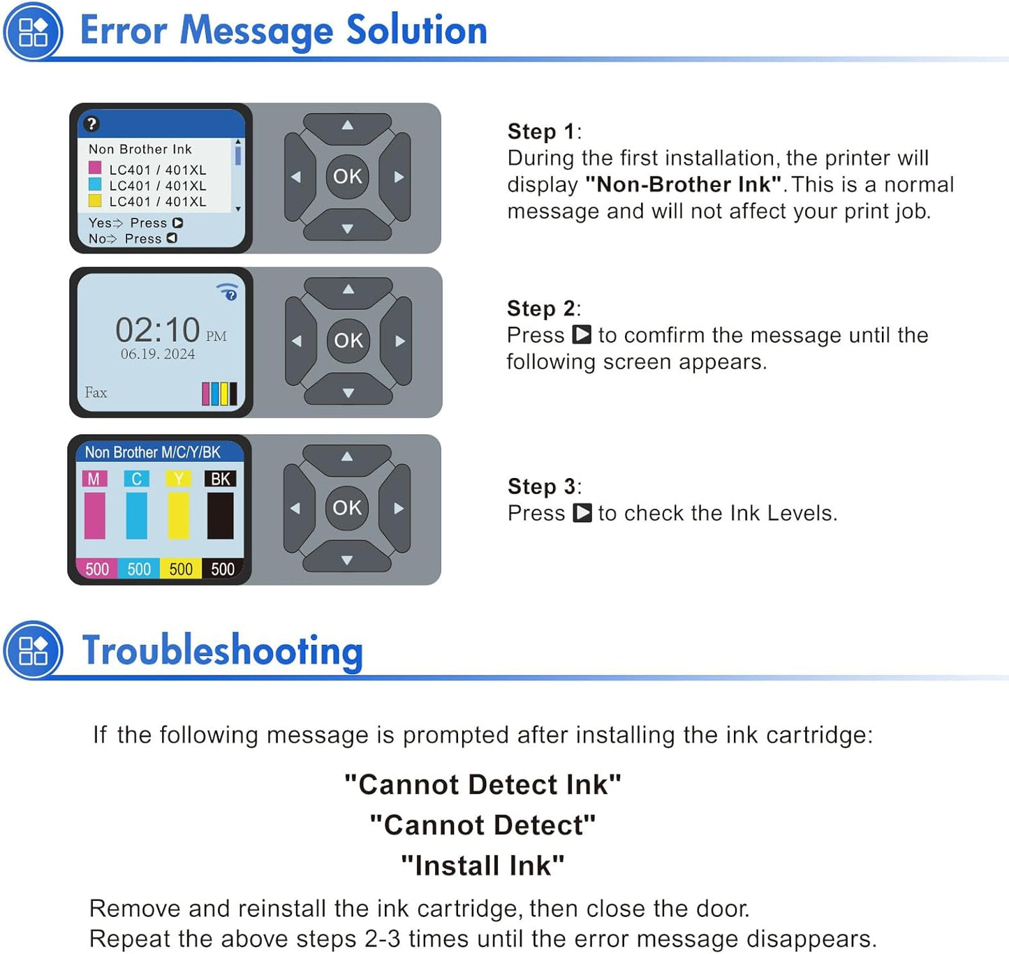 LC401 LC401XL MFC-J1010DW Ink Cartridges for Brother Printer LC 401 401XL for MFC-J1010DW MFC-J1170DW MFC-J1012DW MFC-J1800DW MFC J1010DW - 4 Pack High Yields Black Cyan Magenta Yellow