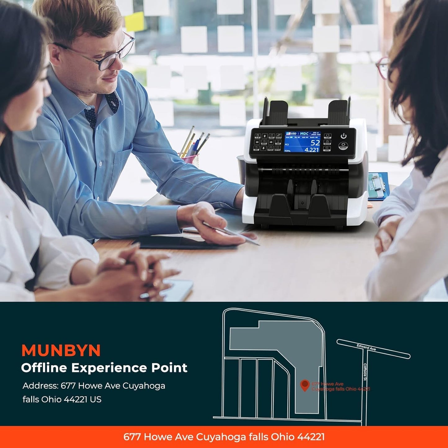 MUNBYN IMC01 Bank Grade Money Counter Machine Mixed Denomination, 2CIS/UV/IR/MG/MT Counterfeit Detection, Serial Number, MUL Currency Cash Counter, Printer Compatible Bill Value Counter (White)