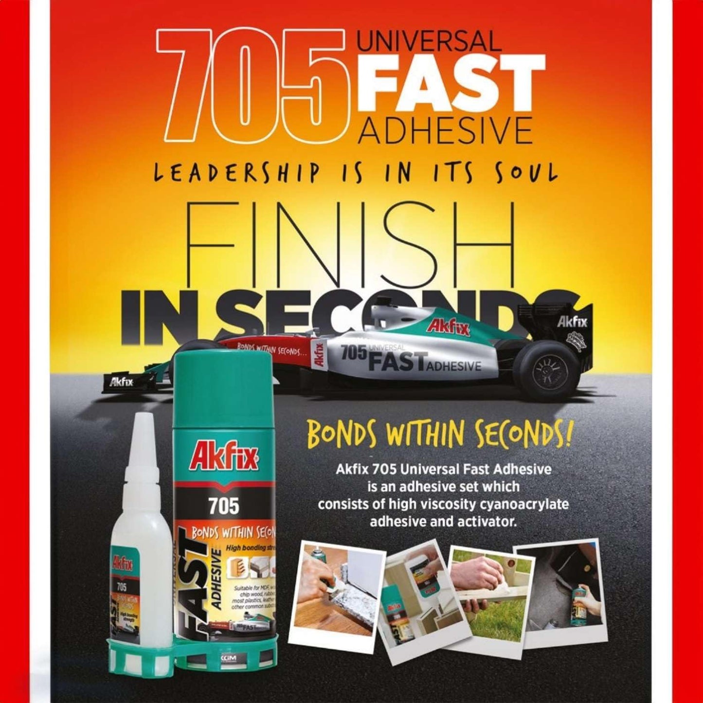Akfix 2-Pack 400ml 705 Fast Adhesive CA Glue (3.50 oz.) with Activator (13.50 fl oz.) Clear Super Glue Adhesive and Accelerator Spray - 2 Pack