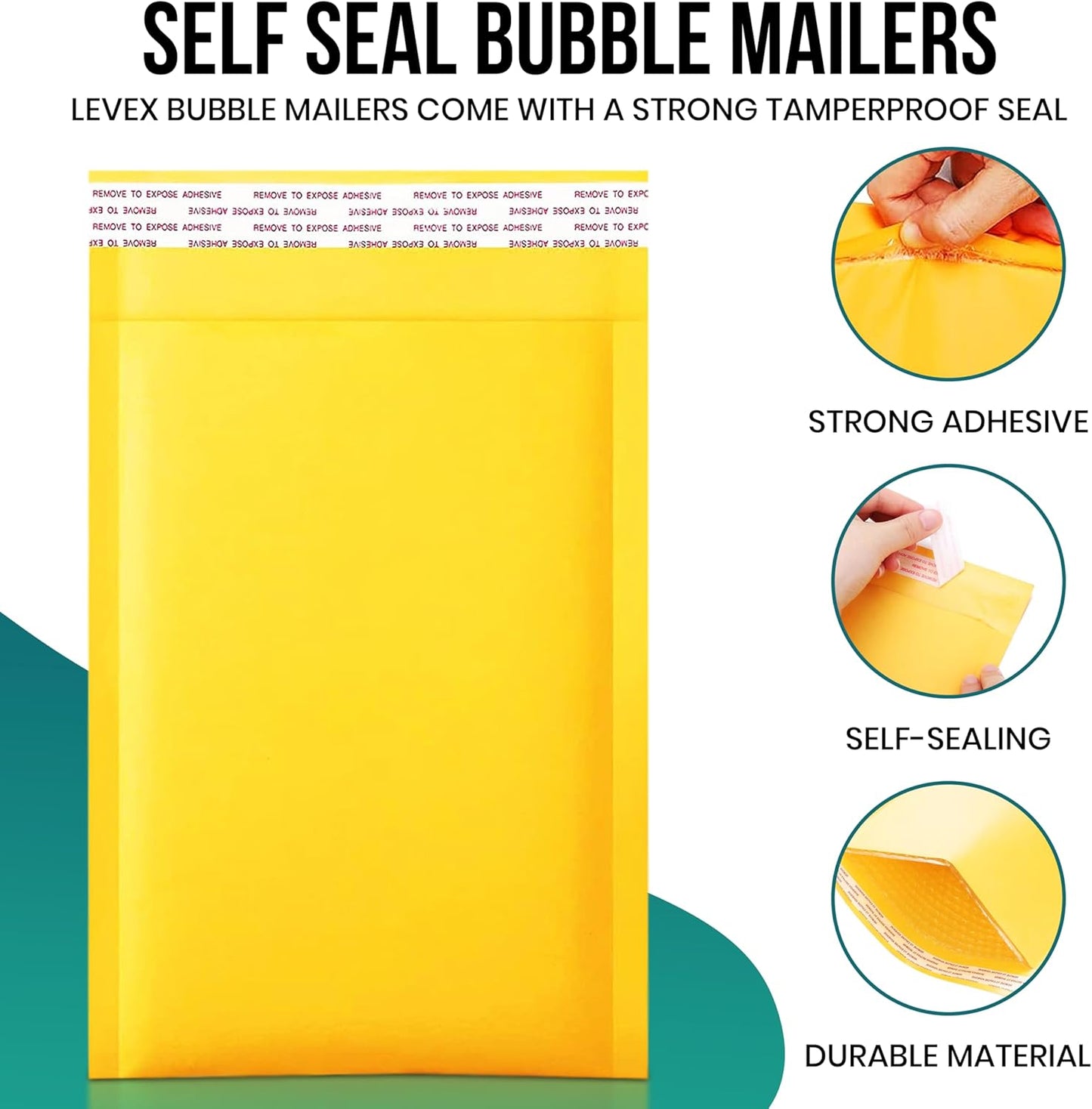 Levex - #2 8.5" x 12 [50 Pack) Kraft Bubble Mailers, Padded Envelope Mailers, Packing Envelope & Mailing Bags for Shipping